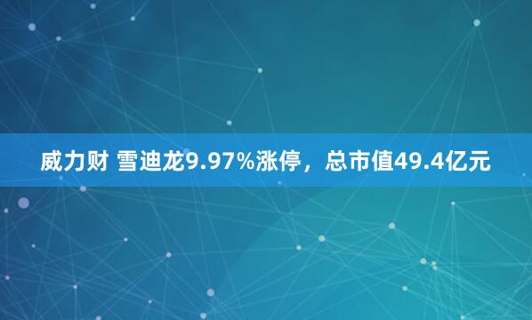 威力财 雪迪龙9.97%涨停，总市值49.4亿元